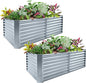 Land Guard 2 Pack 8×4×2ft Galvanized Raised Garden Bed Kit, Galvanized Planter Raised Garden Boxes Outdoor, Large Metal Raised Garden Beds for Vegetables (Modern Grey)