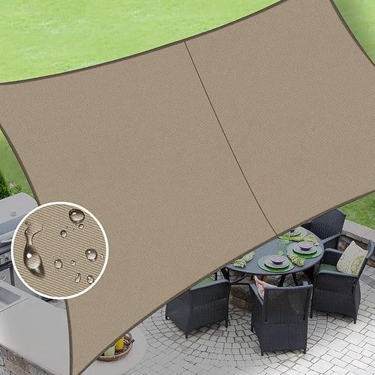 LOVE STORY Rectangle 7'x15' Waterproof Sun Shade Sail Canopy UV Block for Outdoor Patio Backyard Carport,Taupe(We Make Custom Size)