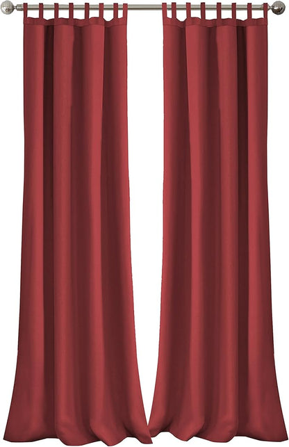 Elrene Home Fashions Matine Weatherproof Tab-Top Indoor/Outdoor Solid Color Curtain Panel for Porch, Pergola, Patio, Deck, 52”W x 95”L, Red