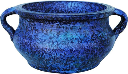 Goodman and Wife Egyptian Era Designed Earthen Ware Terra-Cotta Vessel/Planter with Looped Handles. Large Purple