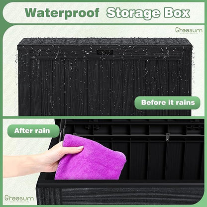 Deck Box, 120 Gallon Resin Outdoor Storage Container with Lid in Black