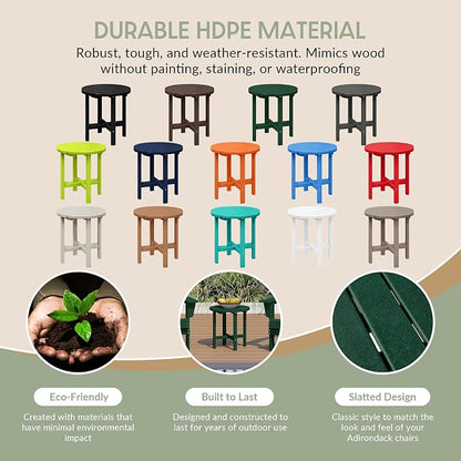 WestinTrends Dylan Adirondack Round Outdoor Side Table, Dark Green - Image 6