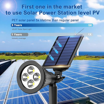 Solar Lights Outdoor Waterproof IP65,6500K Super Bright LED,2 Lighting Modes, Solar Powered Yard Garden Solar Spot Lights for Flag Landscape Auto On/Off-6 Pack