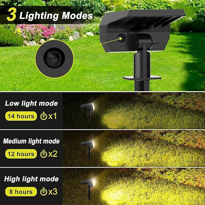 Solar Spot Lights Outdoor Waterproof IP65, [6 Pack/65 LED] 2-in-1 Solar Landscaping Spotlights, 3 Lighting Modes Solar Powered Garden Flood Light for Patio Pathway Driveway Yard Pool (Warm White)
