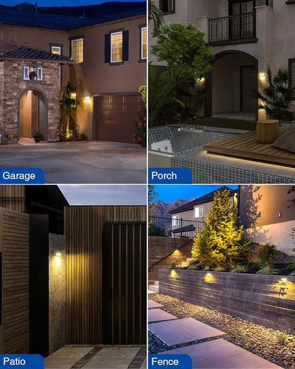 Peasur Solar Lights Outdoor Waterproof, 4Pack 140LED Solar Motion Sensor Wall Lights, 3 Modes Solar Powered Fence Security Lights for Patio Step Deck House Outside(Warm White)