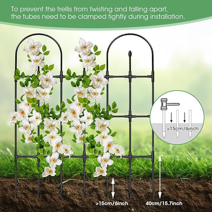2 Pack Trellis for Climbing Plants Outdoor,47.2" H Garden Trellis,Rustproof Garden Arch Trellis Cucumber Tomato Support Structure for Raised Bed