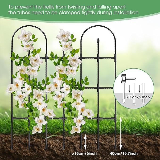 Trellis for Climbing Plants Outdoor,47.2" H Garden Trellis,Rustproof Garden Arch Trellis Cucumber Tomato Support Structure for Raised Bed