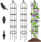 2-Pack 6.7FT Garden Obelisk Trellis for Climbing Plants,Adjustable 5-Tier Metal Plant Support,Rustproof Outdoor Plant Tower with 3 Decorative Tops for Roses,Tomatoes,Clematis & Vines,Black