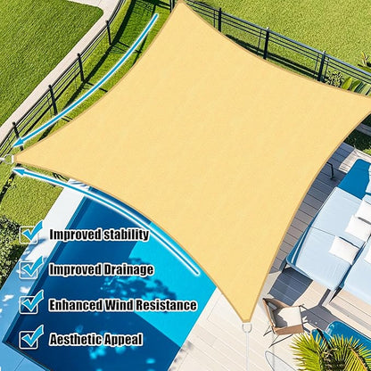 Amagenix Sun Shade Sail 16'X20' Curved Edge Outdoor Shade Canopy Sand Breathable 95% UV Block Shade Cloth for Patio Garden Backyard (We Make Custom Size)