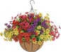 Senjie 12 Bundles Artificial Hanging Flowers with Basket for Outdoor Decor, UV Resistant Faux Flowers Fake Hanging Planter for Porch Patio Balcony