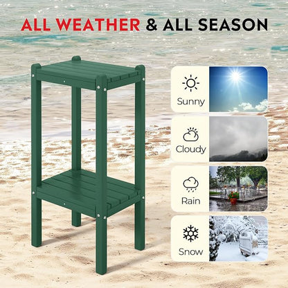 Costaelm Outdoor Side Table, 2-Tier Small Patio Coffee Tables - Image 4