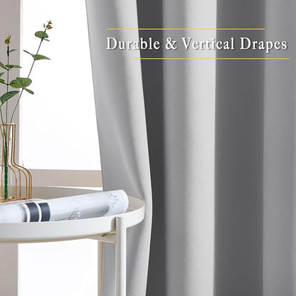 NICETOWN Blackout Curtain for Sliding Glass Door - Patio Door Curtains, Thermal Insulated Wide Drapes/Draperies for Bedroom/Living Room, Silver Grey, 1 Panel, 100 by 84-Inch