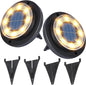 Flacchi Solar Lights Outdoor - Solar Powered Ground Lights Outdoor Solar Disk Light Waterproof Landscape Light for Patio Yard Pathway Walkway Driveway (Warm White, 2 Pack)