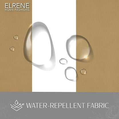 Elrene Home Fashions Highland Stripe Indoor/Outdoor Curtain Panel, 50 inches X 84 inches, Natural