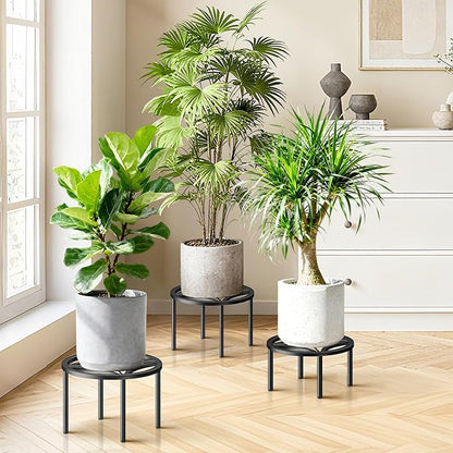 TOSKING 3-Pack Plant Stands - Heavy Duty Low Plant Stand, No Assembly Required Risers for Potted Plants Indoor and Outdoor, Ready to Use(10.24" & 10.24" & 8.66" Diameter)