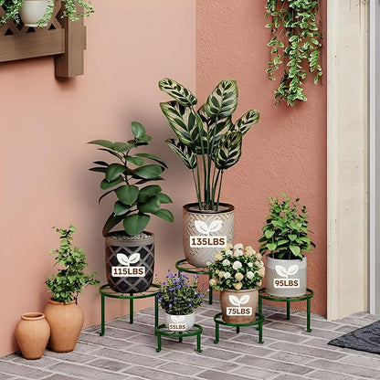 5 Pack Plant Stand for Flower Pot Heavy Duty Potted Holder Home,Round Plant Holder for Flower Pot, Metal Rustproof Iron Garden Container Supports Rack for Planter
