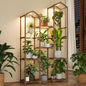 Bamworld Plant Stand with Grow Light Corner Plant Shelf Indoor with Lights Tall Plant Holder for Living Room Warm Light Plant Container Accessories for Mutiple Pots Patio Boho Home Decor for Gardening