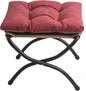 15" Foldable Foot Stool Ottoman with Metal Frame - Washable Red Upholstered Indoor/Outdoor Footrest for Living Room, Bedroom, Patio - Space-Saving Compact Design