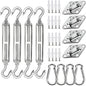 YOFIT 44 Pcs Shade Sail Hardware Kit, 5 Inch Outdoor Sun Sail Accessories, 304 Stainless Steel Turnbuckles & Brackets for Triangle/Rectangle Sails, Patio Canopy Installation Hardware Set Waterproof