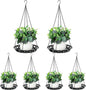Enhon 6 Pack Metal Hanging Planter, 12 Inch Indoor Outdoor Plant Hanger, Classy Glossy Black Decorative Shelf for Window Wall Ceiling Home Decor