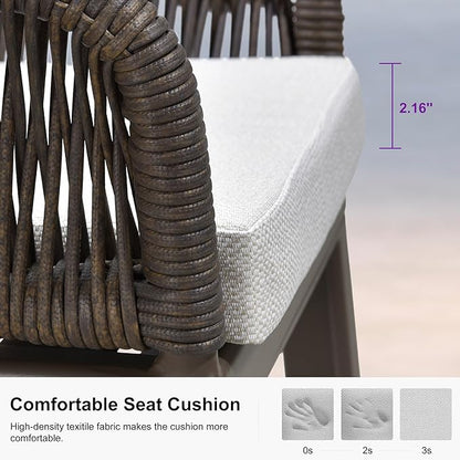 PURPLE LEAF Outdoor Wicker 29" Bar Stools Set of 2, Boho Patio Bar Height Chair with Cushion and Back for Outdoor and Indoor, Garden, Patio, Coffee