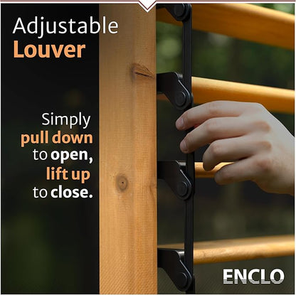 6.1ft H x 3.1ft W (1 Panel) Freestanding or Surface Mount Enclo Solara Louvered Screen, Wood Privacy Fence, Balcony Privacy Screen, Decorative Panel, Upgrade your Outdoor Patio, Porch or Deck, EC18044