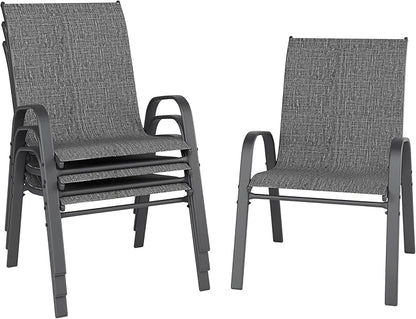 Patio Dining Chairs Set of 4, Dark Grey Metal Frame with 650D Fabric