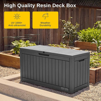 Deck Box 60 Gallon Black Resin Lockable Patio Storage