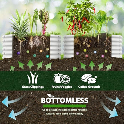 A ANLEOLIFE 2-Pack 4ft x 18” Tall Galvanized Raised Garden Beds Outdoor, Round Metal Planter Box for Planting Vegetables Flowers Herb, Anti-Rust & Easy-Setup, Antique White