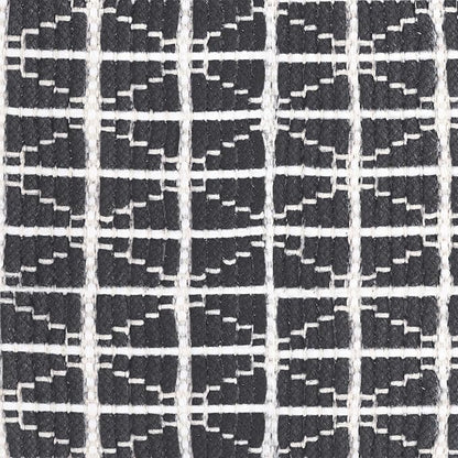 SIMPLIHOME Noreen Square Pouf - 18 inch Wide Upholstered Handwoven Cotton Ottoman in Slate Grey and White, Boho Footstool or Extra Seating for Living Room with Polystyrene Filling, Assembled