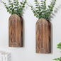 Wooden Wall Planter Vase Set of 2, Boho Hanging Planter for Indoor Plants & Flowers, Natural Wood Wall-Mounted Planters for Art Home Decor - Living Room, Bedroom, Bathroom, Patio (Brown)