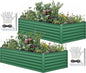 YITAHOME 96x48x24 in 2pcs Galvanized Raised Garden Bed Kit, Large Metal Planter Box with Gloves, Safety Rubber & Support Rod, Outdoor Flower Bed for Plants Vegetables, Green