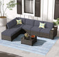 Jing's Villa 7-Piece Patio Furniture Set, All-Weather Outdoor Wicker Sectional Sofa with Cushions, Tempered Glass Table & Ottoman, Rattan Conversation Seating for Porch, Garden, Backyard,Grey