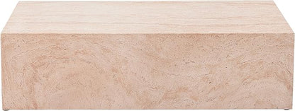 Christopher Knight Home Jorine 43.5" Outdoor Rectangular Coffee Table, Lightweight Concrete Coffee Table, Natural Texture Side Footstool, Spacious Tabletop Display, No Assembly Required, Natural