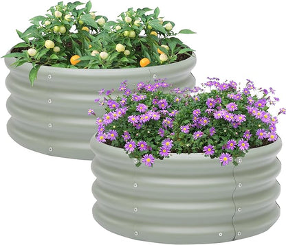 2-Pack 2x1ft Galvanized Raised Garden Bed, Outdoor Planter Bed, Metal Planter Box for Gardening and Planting,Light Green