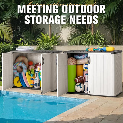 Storage Shed, 27 Cu Ft Resin Outdoor Horizontal Box in White