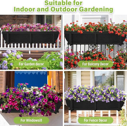 Riare 4 Pack 36 Inch Black Fabric Window Box Liners- Felt Square Trough Planter Basket Liners Replacement, Non-Woven Hanging Flower Plant Box Liner for Outdoor Plants Garden Fence- Avoid Birds Nesting