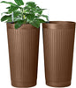 FENCY 2Pack 24IN Self Watering Planter for Indoor Plants, Plastic Large Planter for Outdoor Plants, Water Level Indicator& Spacious Reservoir Flower Planter Decorative(Brown)