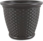 Suncast Sonora 18 Inch Lightweight Durable Plastic Wicker Decorative Flower Planter Pot for Yard, Garden, Indoor or Outdoor Use, Brown