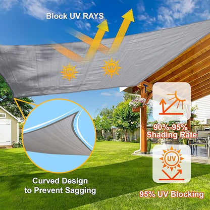 SUNLAX Sun Shade Sail 20' x 20' x 20' Silver Grey Triangle Canopy Sail Shade Cover UV Block Permeable Sunshade Outdoor for Patio Backyard (We Make Custom Size)