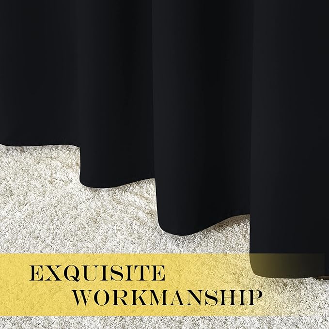 NICETOWN Blackout Bedroom Window Curtain Drape - (52 by 120 inches, Black, Sold as 1 Panel) Thermal Insulated Solid Grommet Drape for Hall/Dining Room