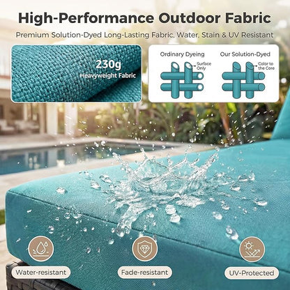 NICESOUL 6 Piece L Shaped Patio Furniture Set with Fire Pit Natural Gas/Propane, 29.3'' High Back Comfy Outdoor Conversations for Outside, Big Size Deep Wide Couches, 2 Color Cushion Turquoise & Grey