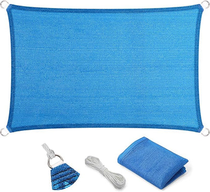 Eden's Decor Straight Flat-Edged Sun Shade Sail Rectangular 4' x 9' Blue UV-Blocking Outdoor Canopy Fabric Cloth Awning for Pergola Patio Garden Backyard Custom Size