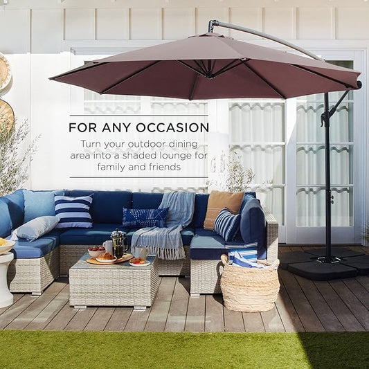 Offset Hanging Market Patio Umbrella w/Easy Tilt Adjustment, 10ft