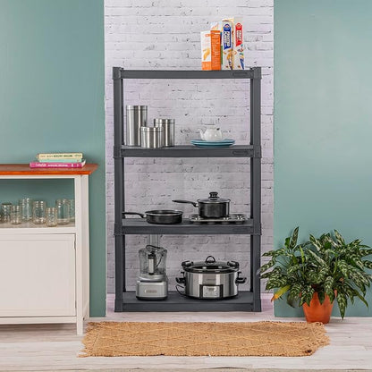 Sterilite 2-Pack 4 Shelf Unit, Heavy-Duty Shelving Storage and Utility Rack - Standing Plastic Organizer Shelves for Kitchen, Bathroom, and Garage