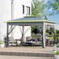 ECOTOUGE 11 FT Pop Up Canopy Tent with Mosquito Nettings, Instant Shelte gazebos on Clearance w/Carrying Roller Bag, Waterproof and UV Resistant Canopy Tent for Grill, Garden and Backyard Grey-Green