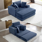 HANXIN 62" Chaise Lounge Chair Indoor, Oversized Corduroy Boneless Convertible Chaise Lounge Couch Sleeper Chair with Ottoman, Deep Seat Reading Chair, No Assembly Required (Blue)