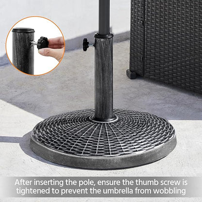 Yaheetech 22 lbs Outdoor Umbrella Base, 18" Round Resin Patio Umbrella Stand, Heavy Duty Market Umbrella Base Stand for Garden & Backyard, Rustic Silver