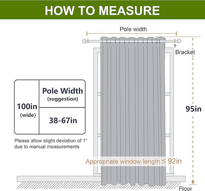 NICETOWN Sliding Door Curtains for Patio, Wide Width Drape, Vertical Curtains for Patio Door (White, Width 100 inches, Length 95 inches)