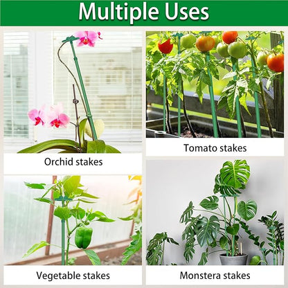 Extendable Plant Stakes, Length Scalable from 17.9IN to 42.3IN Plant Support Stake, Orchid Sticks with Clips for Indoor Outdoor,Garden Stakes for Plant,Tomato,Vegetables,Monstera,Vine - 3Pack